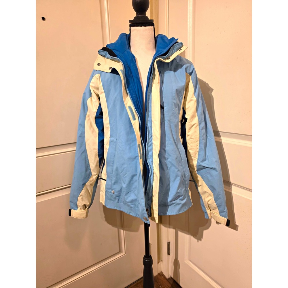 L.L.Bean M Blue/White Hooded Insulated Full Zip Jacket Thinsulate